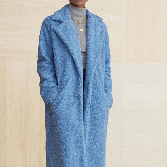 Blue Casual Women's Faux Fur Coat - Picture 3 of 8